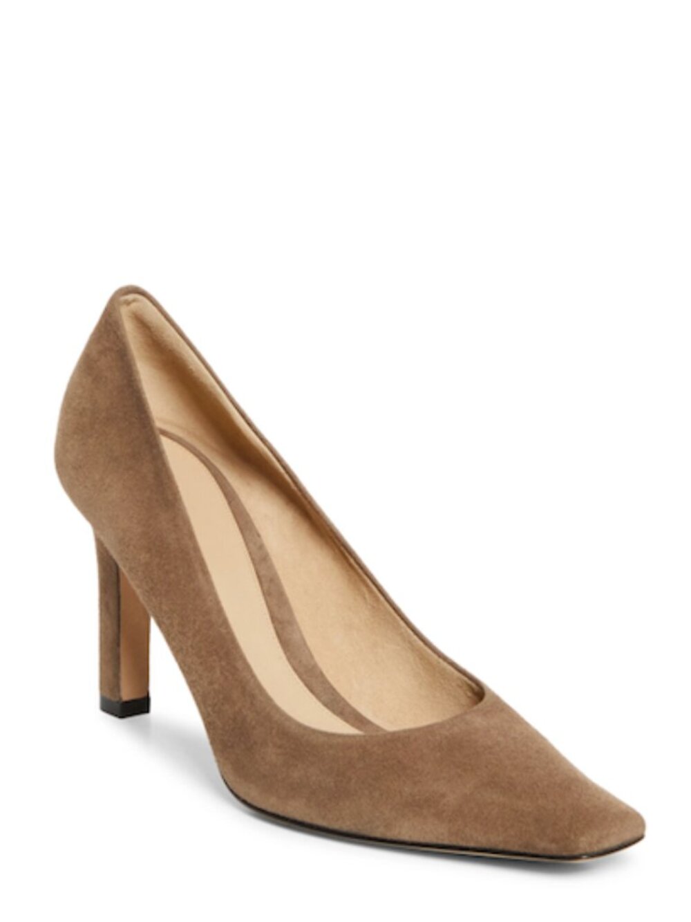 The Row Suede Square-Toe Pumps – Goatskin Suede – Made in Italy